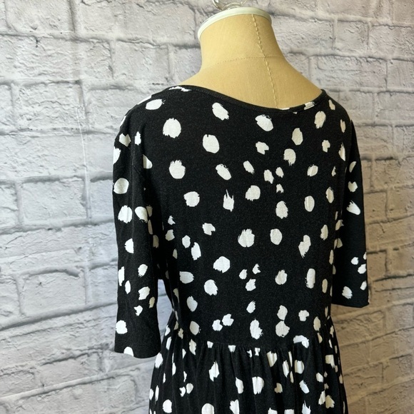ASOS US 12 Black & White Abstract Polka Dot Knee Length Jersey Dress - Picture 7 of 8